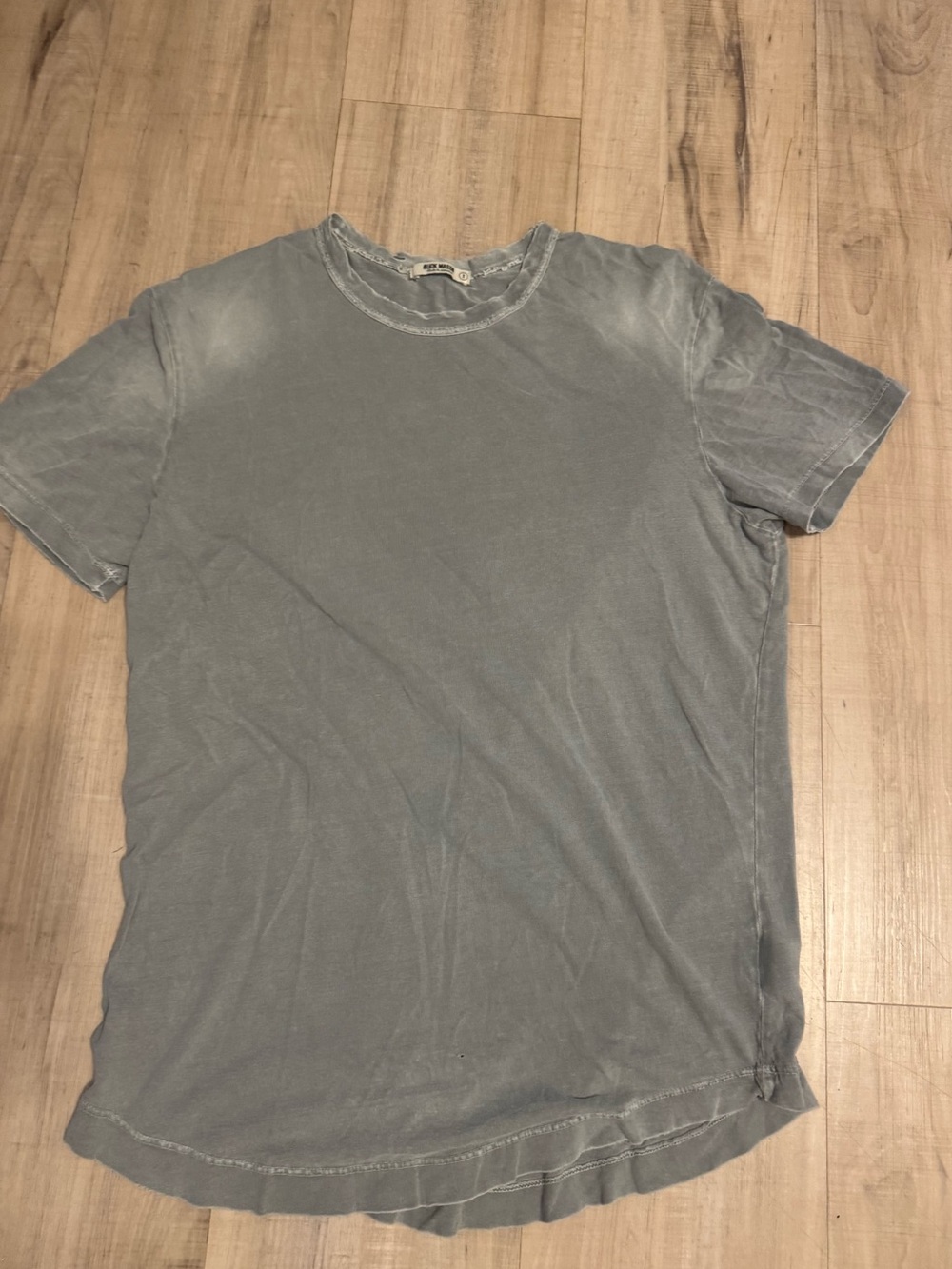 Buck Mason Made in USA Distressed Washed Gray Tee S